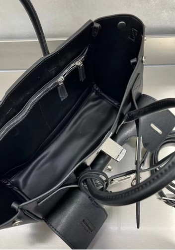 Monaco Glam Carry All Mini Leather Shoulder Bag Black Silver