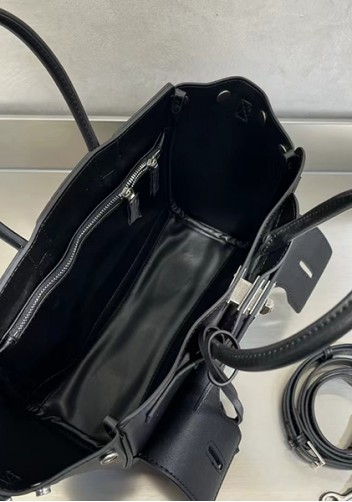Monaco Glam Carry All Mini Leather Shoulder Bag Black Silver