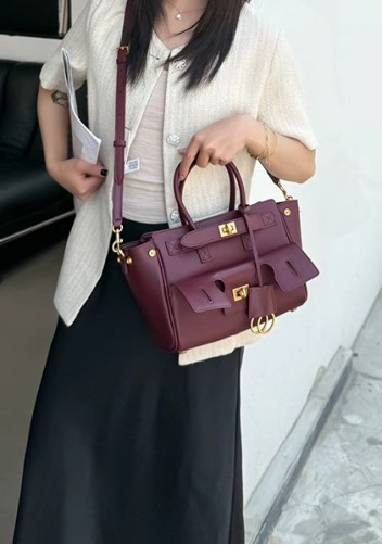 Monaco Glam Carry All Mini Leather Shoulder Bag Wine