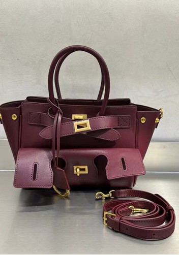 Monaco Glam Carry All Mini Leather Shoulder Bag Wine