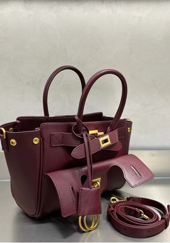 Monaco Glam Carry All Mini Leather Shoulder Bag Wine