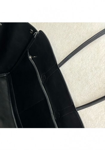 Monaco Glam Carry All Large Leather Shoulder Bag Black Silver