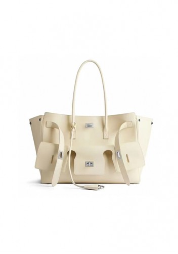 Monaco Glam Carry All Large Leather Shoulder Bag Cream