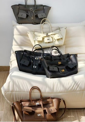 Monaco Glam Carry All Large Leather Shoulder Bag Cream