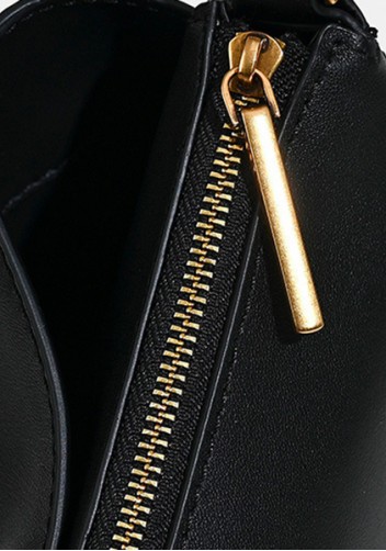 Monaco Glam Carry All Leather Clutch Bag Black Gold