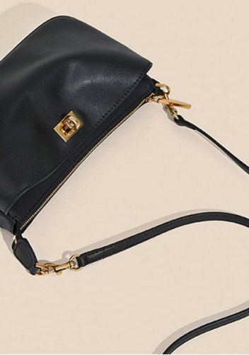 Monaco Glam Carry All Leather Clutch Bag Black Gold