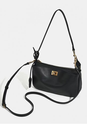 Monaco Glam Carry All Leather Clutch Bag Black Gold