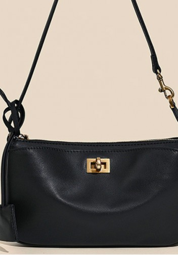 Monaco Glam Carry All Leather Clutch Bag Black Gold