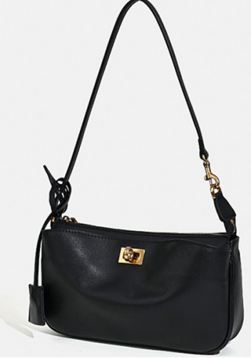 Monaco Glam Carry All Leather Clutch Bag Black Gold