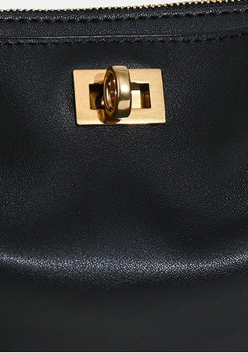 Monaco Glam Carry All Leather Clutch Bag Black Gold