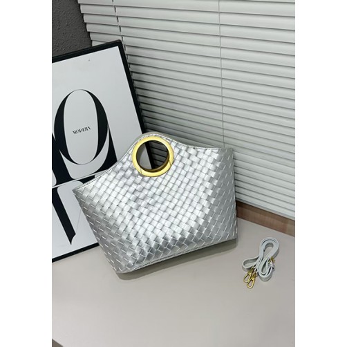 Outing Woven Vegan Leather Bag Silver