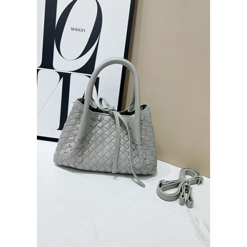 Mia Gallery Woven Vegan Leather Small Shoulder Bag Light Grey