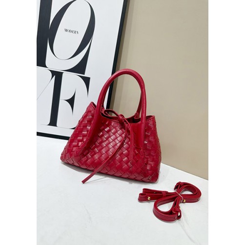 Mia Gallery Woven Vegan Leather Small Shoulder Bag Red