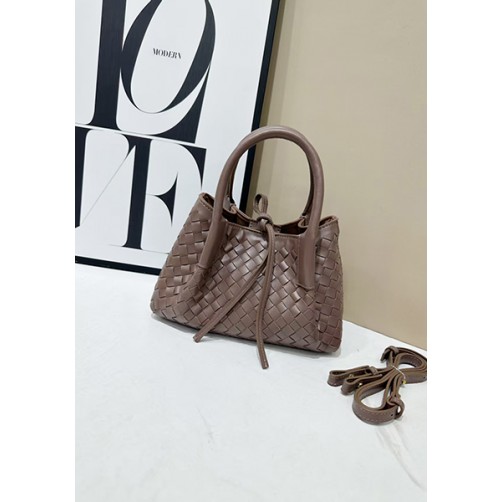 Mia Gallery Woven Vegan Leather Small Shoulder Bag Taupe