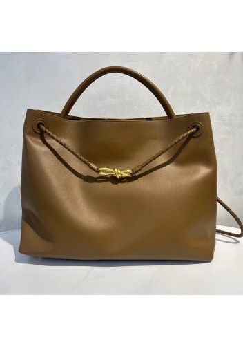 Allegria Large Smooth Leather Shoulder Bag Acorn Brown