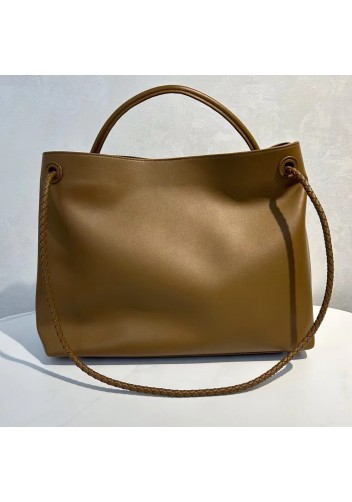 Allegria Large Smooth Leather Shoulder Bag Acorn Brown