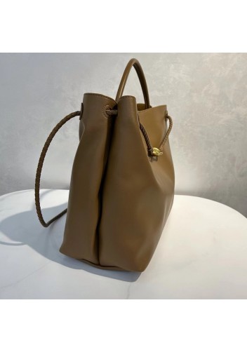 Allegria Large Smooth Leather Shoulder Bag Acorn Brown