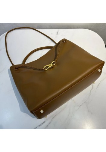 Allegria Large Smooth Leather Shoulder Bag Acorn Brown