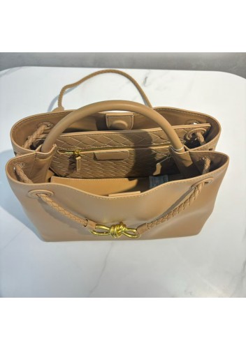 Allegria Large Smooth Leather Shoulder Bag Beige