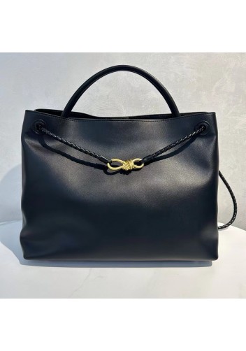 Allegria Large Smooth Leather Shoulder Bag Black