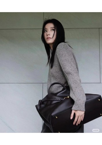 Allegria Large Smooth Leather Shoulder Bag Black