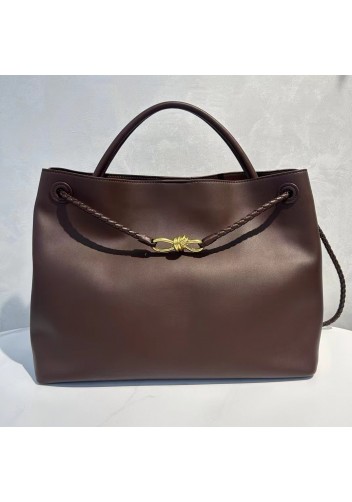 Allegria Large Smooth Leather Shoulder Bag Coffee