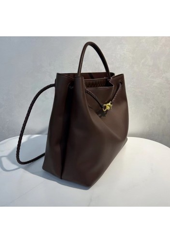 Allegria Large Smooth Leather Shoulder Bag Coffee