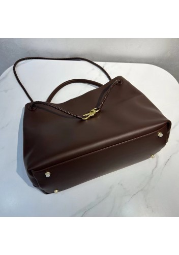Allegria Large Smooth Leather Shoulder Bag Coffee