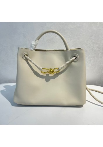 Allegria Large Smooth Leather Shoulder Bag Cream