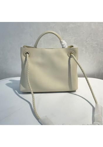 Allegria Large Smooth Leather Shoulder Bag Cream