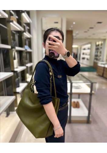 Allegria Large Smooth Leather Shoulder Bag Cream