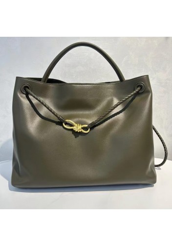 Allegria Large Smooth Leather Shoulder Bag Grey