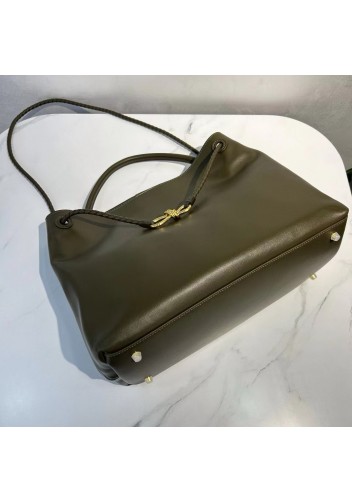 Allegria Large Smooth Leather Shoulder Bag Grey