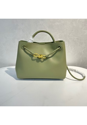 Allegria Large Smooth Leather Shoulder Bag Light Cave Green