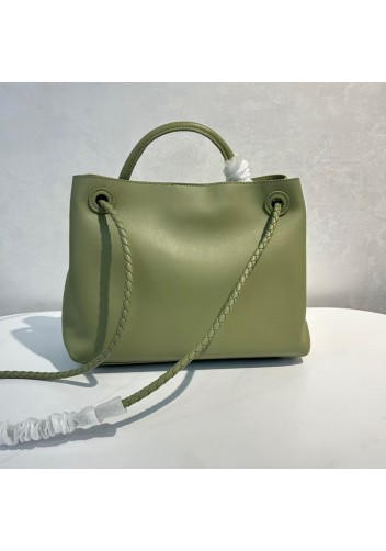 Allegria Large Smooth Leather Shoulder Bag Light Cave Green