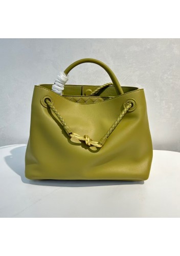 Allegria Large Smooth Leather Shoulder Bag Mustard Green