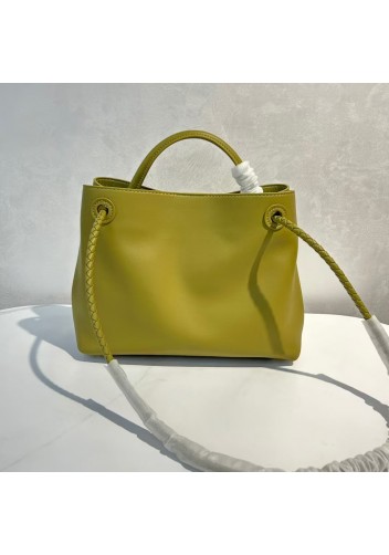 Allegria Large Smooth Leather Shoulder Bag Mustard Green