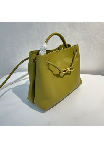 Allegria Large Smooth Leather Shoulder Bag Mustard Green