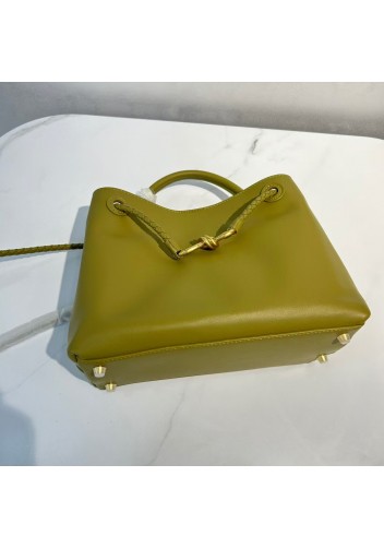 Allegria Large Smooth Leather Shoulder Bag Mustard Green