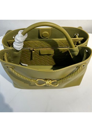 Allegria Large Smooth Leather Shoulder Bag Mustard Green