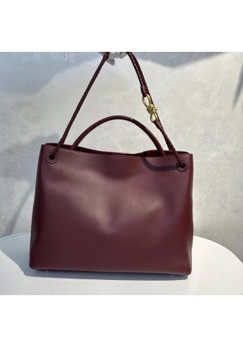 Allegria Large Smooth Leather Shoulder Bag Wine