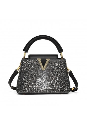 Victoria Hot-fix Rhinestones Handbag Black