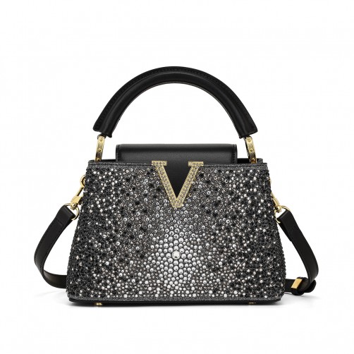 Victoria Hot-fix Rhinestones Handbag Black