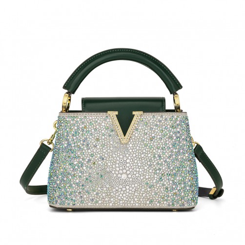Victoria Hot-fix Rhinestones Handbag Green