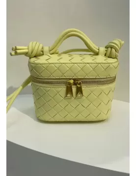 Mia Woven Leather Beauty Case Yellow
