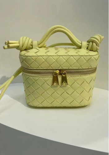 Mia Woven Leather Beauty Case Yellow