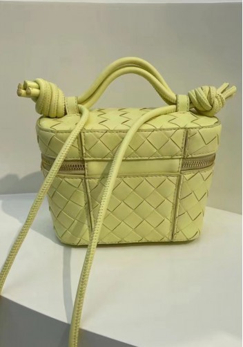 Mia Woven Leather Beauty Case Yellow
