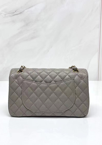 Adele Flap Medium Grain Leather Gold Hardware Grey