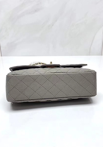 Adele Flap Medium Grain Leather Gold Hardware Grey