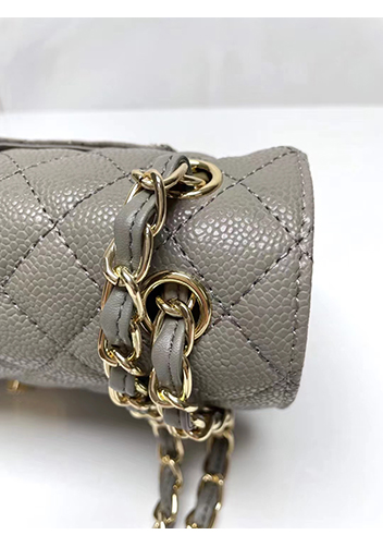 Adele Flap Medium Grain Leather Gold Hardware Grey